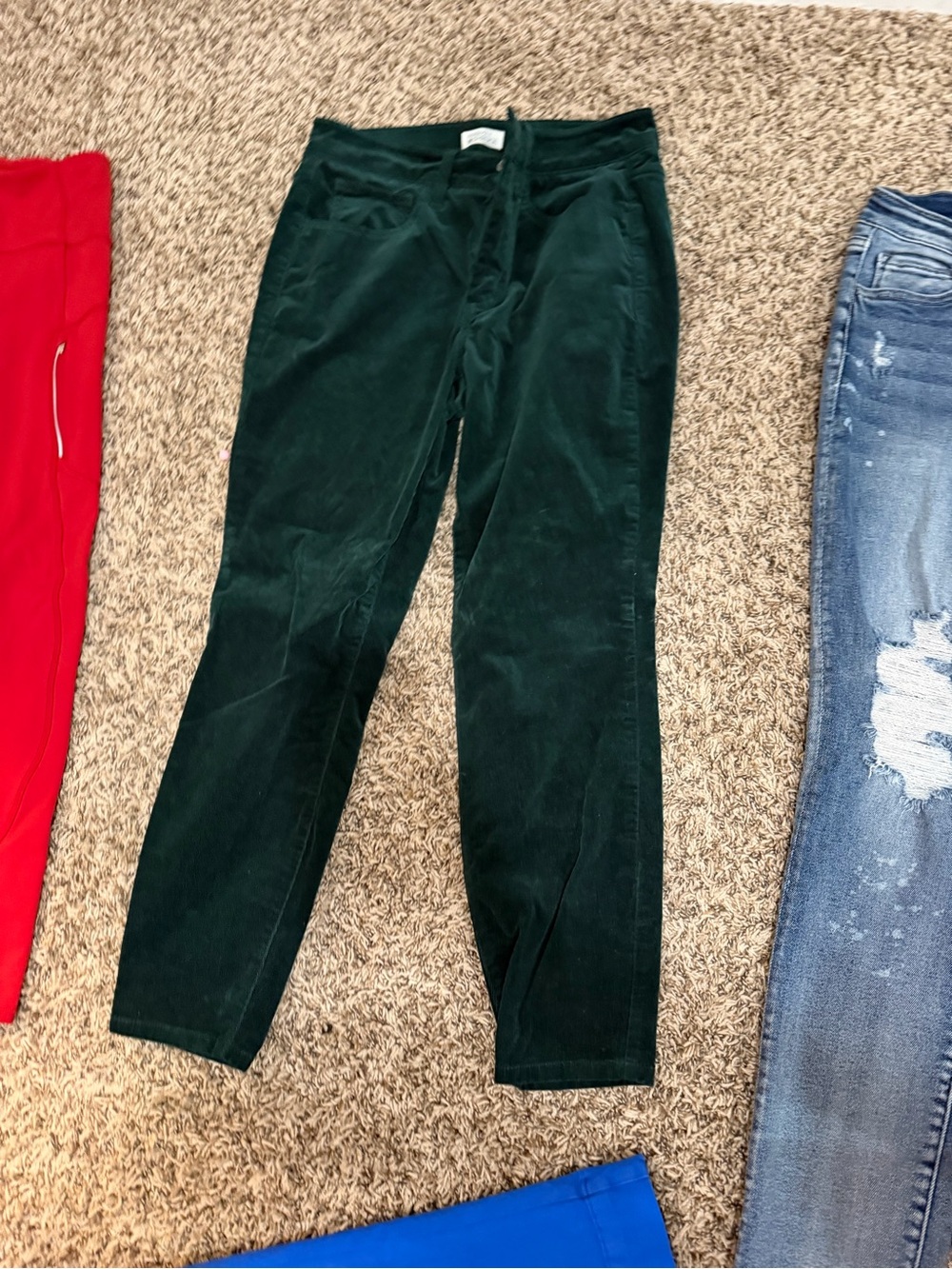 Market & Spruce Dark Green Straight Leg Corduroy Jeans
